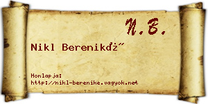 Nikl Bereniké névjegykártya
